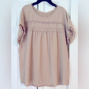 Elegant Lace Trim Blouse - Cream